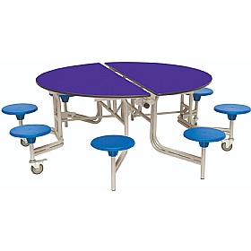 8 Seat Round Mobile Folding School Dining Tables - Breakout & Canteen