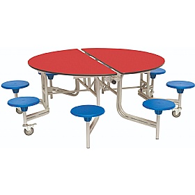 8 Seat Round Mobile Folding School Dining Tables - Breakout & Canteen