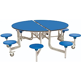 8 Seat Round Mobile Folding School Dining Tables - Breakout & Canteen