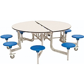 8 Seat Round Mobile Folding School Dining Tables - Breakout & Canteen