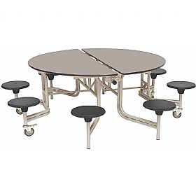 8 Seat Round Mobile Folding School Dining Tables - Breakout & Canteen