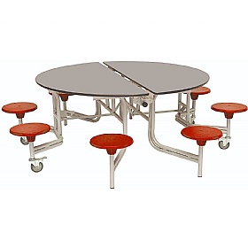 8 Seat Round Mobile Folding School Dining Tables - Breakout & Canteen