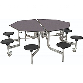 8 Seat Octagonal Mobile Folding School Dining Tables - Breakout & Canteen