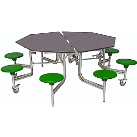 8 Seat Octagonal Mobile Folding School Dining Tables - Breakout & Canteen