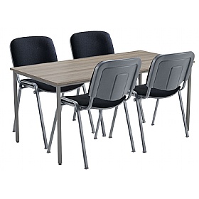 Rectangular Meeting Table with Fabric Club Chairs Bundle Deal