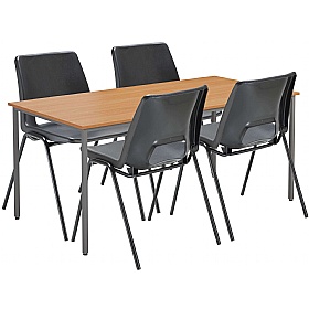 Rectangular Canteen Table with Poly Chairs Bundle Deal