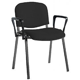 Ecton Black Frame Stacking Conference Chairs with Arms - Office Chairs