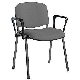 Ecton Black Frame Stacking Conference Chairs with Arms - Office Chairs