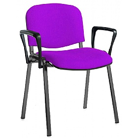 Ecton Black Frame Stacking Conference Chairs with Arms - Office Chairs