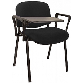 Ecton Black Frame Stacking Conference Chairs with Writing Tablet