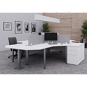 Analog Duo Radial Ergonomic Office Desk with Pedestal - Office Desks
