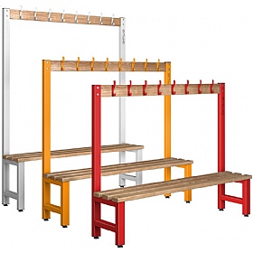 Pure Single Sided Changing and Cloakroom Bench Seats with Hooks - School Furniture
