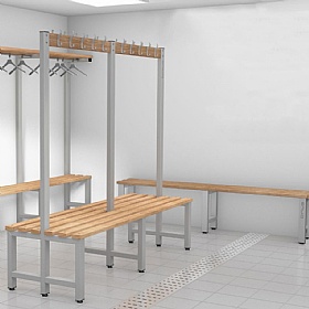Pure Double Sided Changing and Cloakroom Bench Seats with Hooks - School Furniture