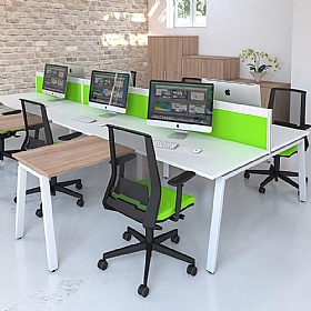 Apex 6 Person A-Frame Rectangular Back to Back Bench Desks - Office Desks