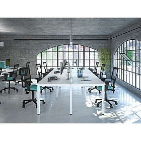 Analog 4 Person Rectangular Back to Back Bench Desks - Office Desks