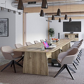 Polo+ 4 Leg Oak Swivel Meeting and Breakout Chairs