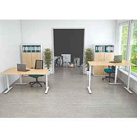 Aerial Electric Height Adjustable Ergonomic Radial Office Desks - Office Desks