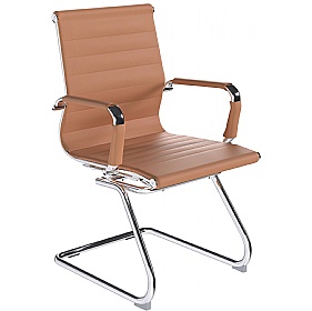 Aura Contemporary Medium Back Bonded Leather Visitor Chairs - Office Chairs