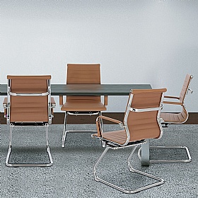 Aura Contemporary Medium Back Bonded Leather Visitor Chairs - Office Chairs