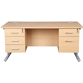 Horizon Deluxe Rectangular Cantilever Office Desks With Double Fixed Pedestals - Office Desks