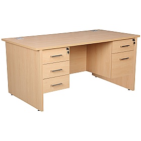 Horizon Panel End Rectangular Office Desks With Double Fixed Pedestals
