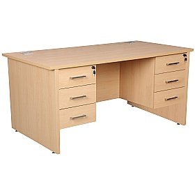 Horizon Panel End Rectangular Office Desks With Double Fixed Pedestals