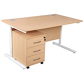 Horizon Rectangular Cantilever Office Desks With Mobile Pedestal - Office Desks
