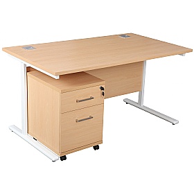 Horizon Rectangular Cantilever Office Desks With Mobile Pedestal - Office Desks