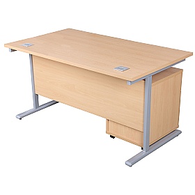 Horizon Rectangular Cantilever Office Desks With Mobile Pedestal - Office Desks