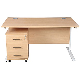 Horizon Rectangular Cantilever Office Desks With Mobile Pedestal - Office Desks