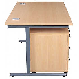 Horizon Rectangular Cantilever Office Desks With Mobile Pedestal - Office Desks
