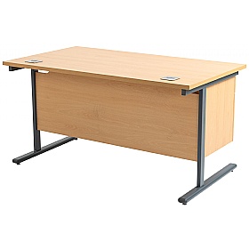 Horizon Rectangular Cantilever Office Desks With Single Fixed Pedestal - Office Desks