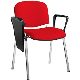 Ecton Chrome Frame Stacking Conference Chairs with Writing Tablet - Office Chairs