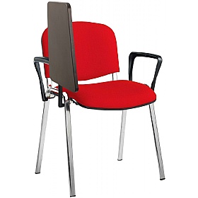 Ecton Chrome Frame Stacking Conference Chairs with Writing Tablet - Office Chairs