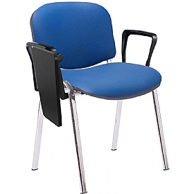 Ecton Chrome Frame Vinyl Stacking Conference Chairs with Writing Tablet - Office Chairs