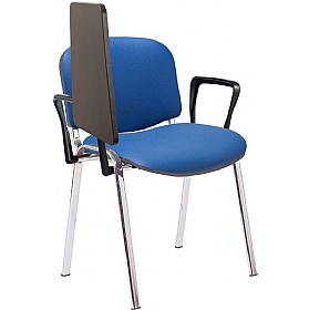 Ecton Chrome Frame Vinyl Stacking Conference Chairs with Writing Tablet - Office Chairs