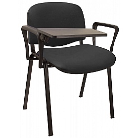 Ecton Black Frame Vinyl Stacking Conference Chairs with Writing Tablet
