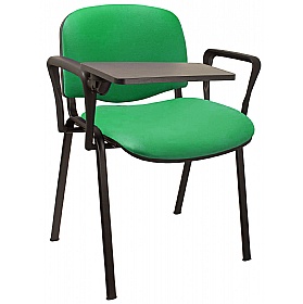 Ecton Black Frame Vinyl Stacking Conference Chairs with Writing Tablet