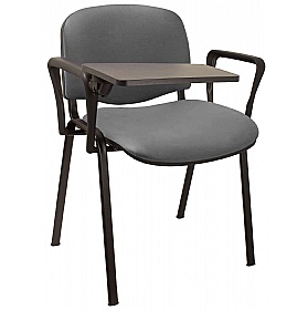 Ecton Black Frame Vinyl Stacking Conference Chairs with Writing Tablet