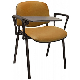 Ecton Black Frame Vinyl Stacking Conference Chairs with Writing Tablet