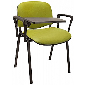 Ecton Black Frame Vinyl Stacking Conference Chairs with Writing Tablet