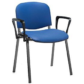 Ecton Black Frame Vinyl Stacking Conference Chairs with Arms