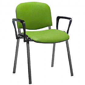 Ecton Black Frame Vinyl Stacking Conference Chairs with Arms