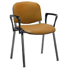 Ecton Black Frame Vinyl Stacking Conference Chairs with Arms
