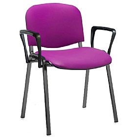 Ecton Black Frame Vinyl Stacking Conference Chairs with Arms