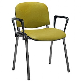Ecton Black Frame Vinyl Stacking Conference Chairs with Arms