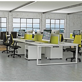 Apex 4 Person Hoop Leg Rectangular Back to Back Bench Desks - Office Desks