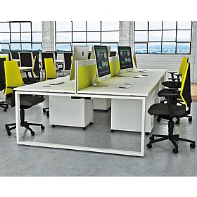 Apex 6 Person Hoop Leg Rectangular Back to Back Bench Desks - Office Desks