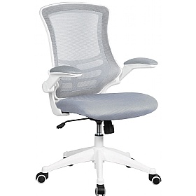 Luna White Medium Back Mesh Task Operator Chairs