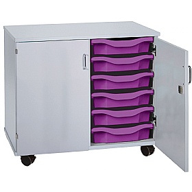 Premium 12 Tray Mobile Storage With Doors - School Furniture